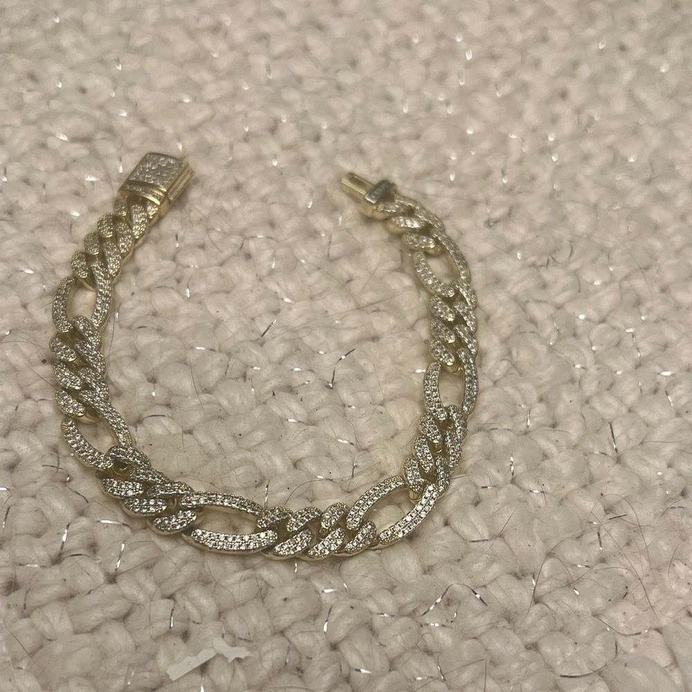 Men’s Figaro Elegant Gold Plated and Zirconia Bracelet